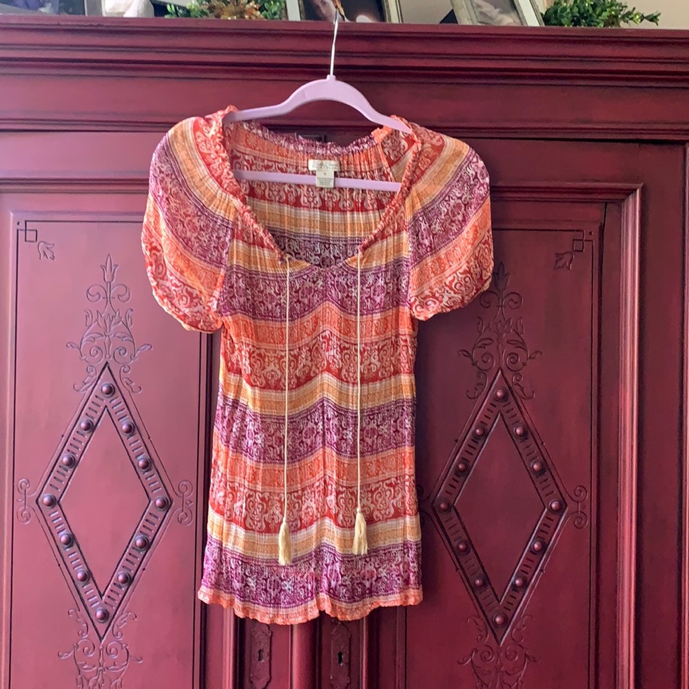Lucky Brand- NWOT gorgeous sheer peasant top!